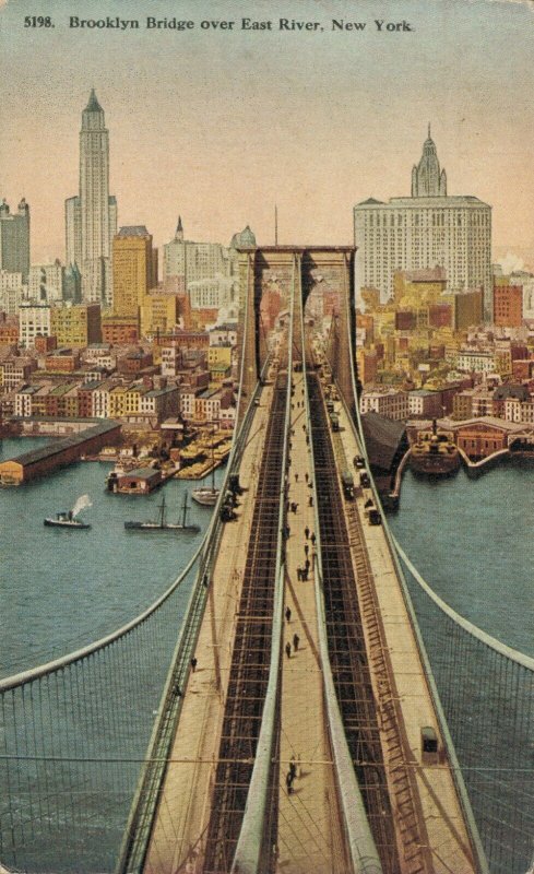 USA Brooklyn Bridge Over East River New York City Postcard 07.39