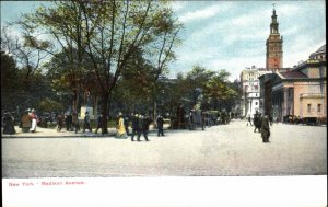 NYC NY Upper Broadway Buildings Buses Horse Buggy 1900-20s Vintage Postcard