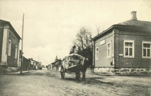 finland suomi, KAJAANI LINNANKATU, Horse Cart in Street Scene (1910s) Postcard