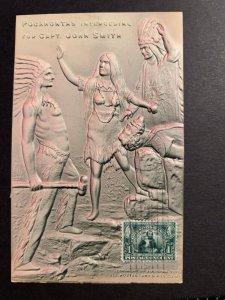Mint USA 3D Postcard Pocahontas Captain John Smith 3 Indian Native AMerican