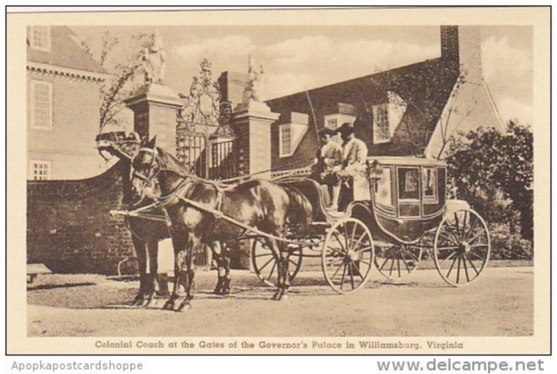 Colonial Coach At The Gates Of The Governor's Palace in Williamburg Virg...