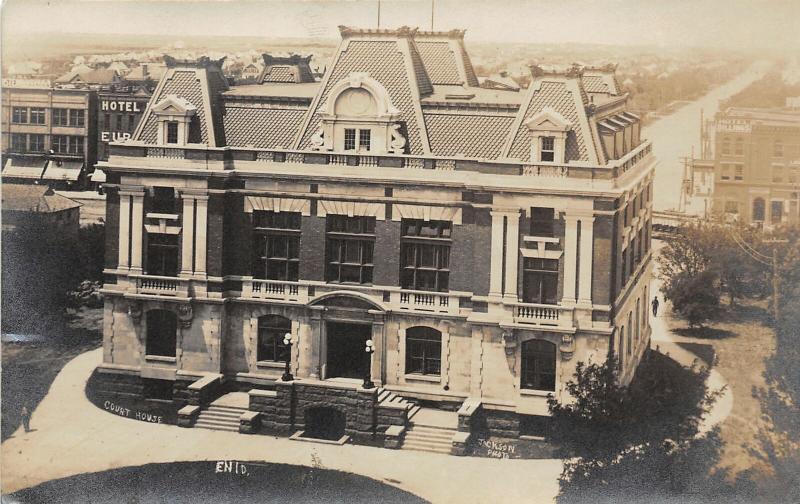 F22/ Enid Oklahoma RPPC Postcard c1910 Court House Building