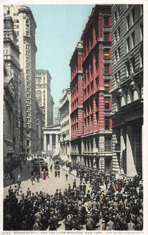 Broad Street and the Curb Brokers, New York, N.Y., Early Postcard, Unused