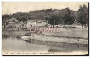 Old Postcard Montereau view on L & # 39Yonne and Place