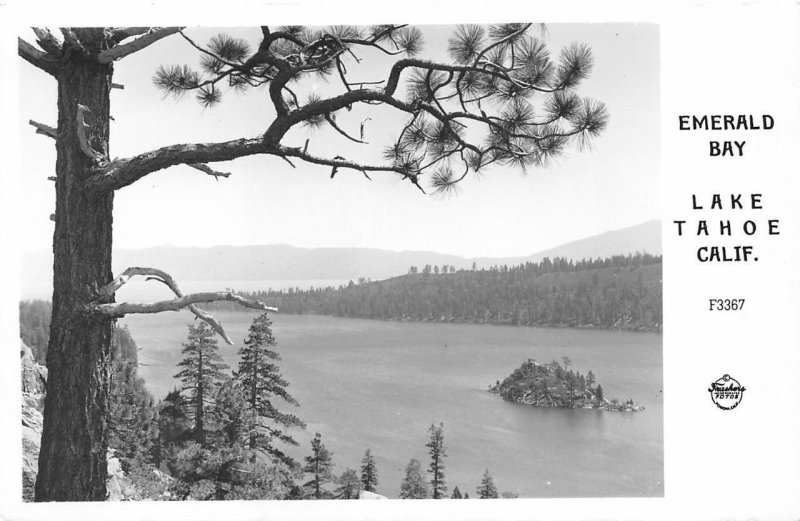 RPPC LAKE TAHOE, CA Emerald Bay California Vintage Frashers Postcard ca 1940s