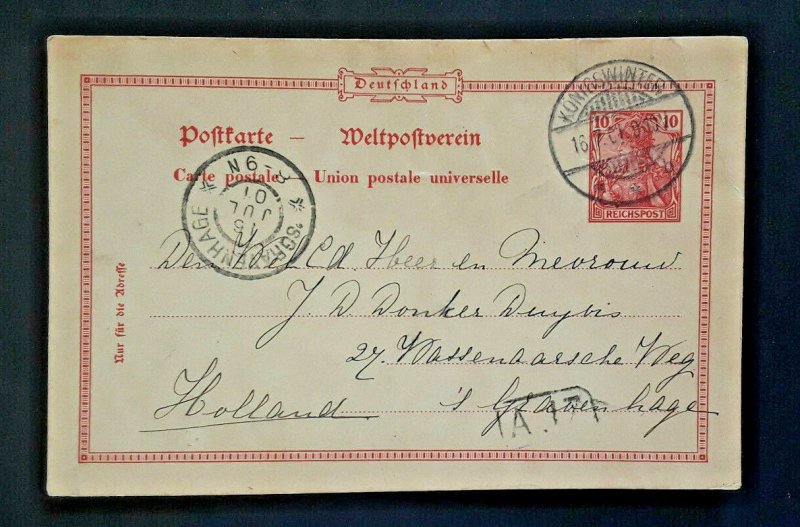 1901 Königswinter Germany To s Gravenhage Holland Vintage Postcard