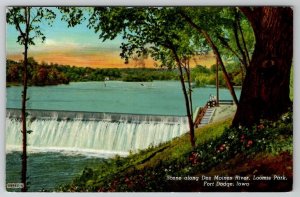 Fort Dodge Iowa Scene Along Des Moines River Loomis Park Postcard A26