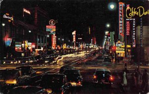 Hollywood Boulevard at Night Cars Hollywood California postcard