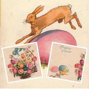 Romania Easter greetings unit of 2 vintage postcard