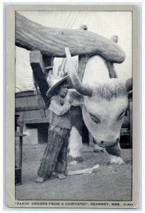 c1930's Taking Orders From Cowhand Kearney Nebraska NE Animals Antique Postcard