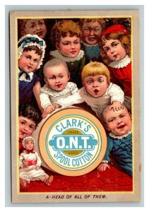 Vintage 1880's Victorian Trade Card - Clark's ONT Spool Cotton - Cute Babies