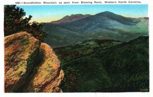 VINTAGE POSTCARD GRANDFATHER MOUNTAIN AS SEEN FROM BLOWING ROCK NORTH CAROLINA