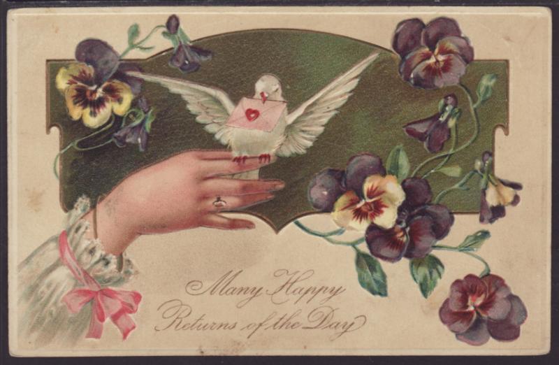 Birthday Bird Flowers Postcard