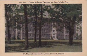 Missouri Savannah Dr Nichols Sanatorium For Cancer 1933