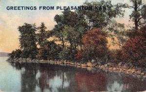 Pleasanton Kansas Scenic Waterfront Greeting Antique Postcard K80348