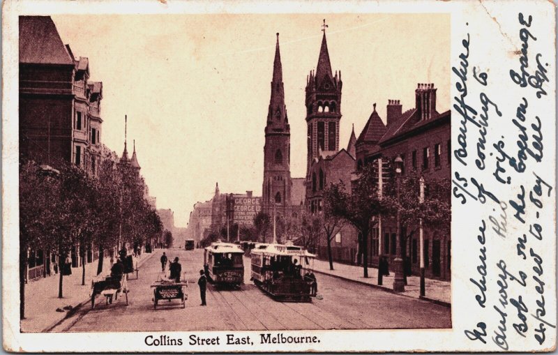 Australia Collins Street East Melbourne Vintage Postcard  C140