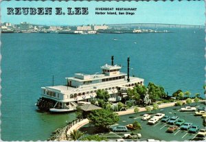 San Diego, CA California  RUEBEN E LEE RIVERBOAT RESTAURANT 4X6 Vintage Postcard