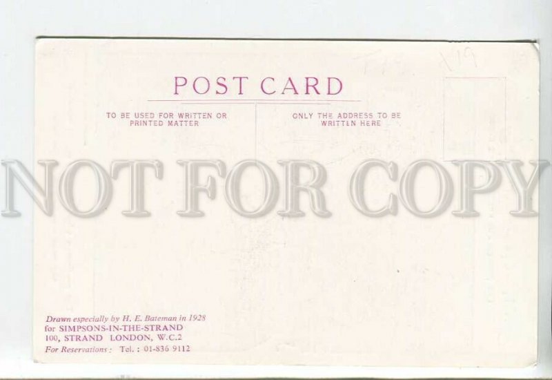 443921 ADVERTISING Simpsons-in-the-Strand RESTAURANT by BATEMAN Vintage postcard