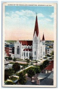 c1920's Church Of Immaculate Conception Building Tower Jacksonville FL Postcard 