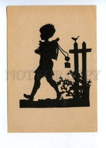 142402 Boy Good luck SILHOUETTE by Bertl WERNER Vintage PC