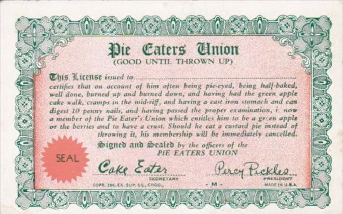 Vintage Arcade Card Pie Eaters Union