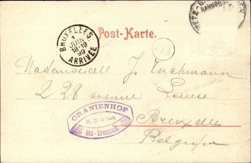 Antique 1899 PC Bad Kreuznach GERMANY Gruss aus dem Parkrestaurant