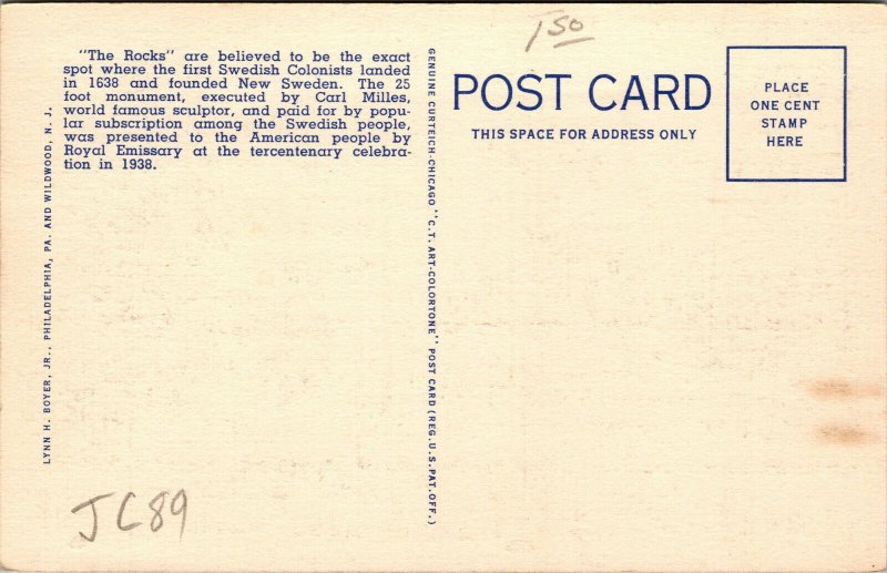 Vtg 1930s The Rocks Christiana Park Wilmington Delaware DE Linen Postcard