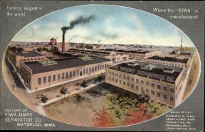 Waterloo Iowa IA Dairy Separator Co Factory c1910 Vintage Postcard