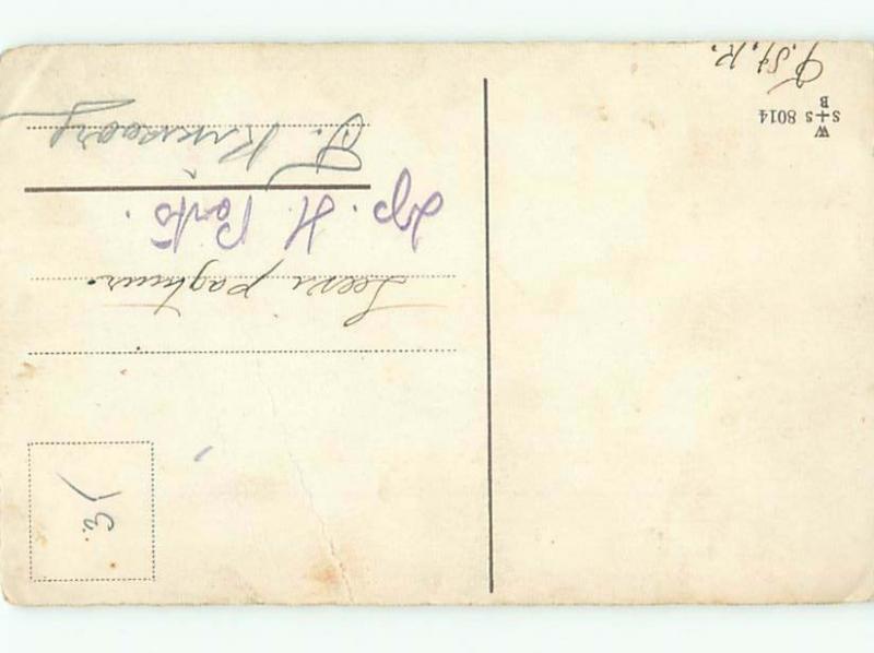 foreign c1910 BOY GATHERING PUSSYWILLOW AND FLOWER BASKET AC1489