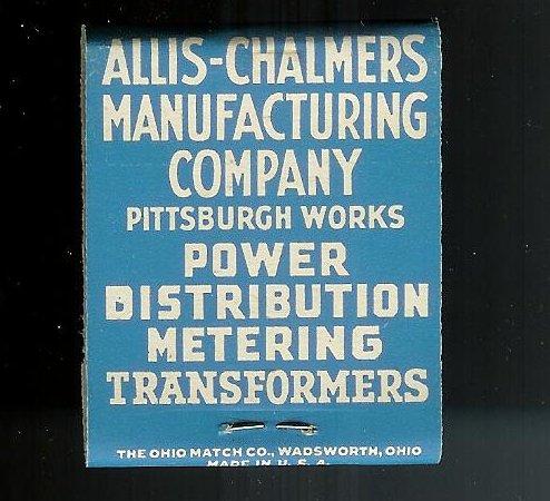 ALLIS CHALMERS MANUFACTURING 1950's Full Unstruck Matchbook