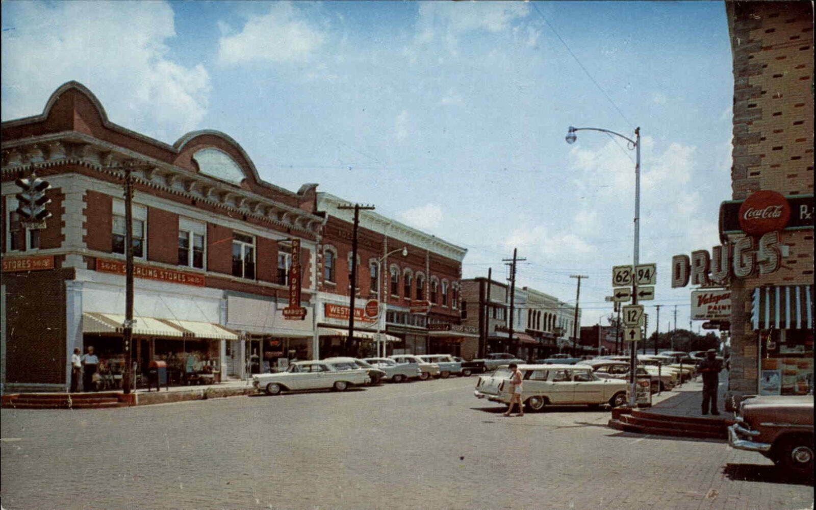 Rogers Arkansas AR Street Scene Coca Cola Signage 1950s Vintage