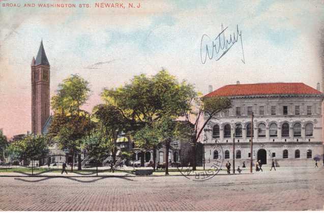 Library at Broad and Washington Streets - Newark NJ, New Jersey - pm 1909 - DB