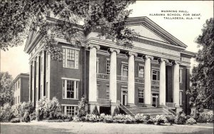 Talladega Alabama AL School for the Deaf Manning Hall Vintage Postcard