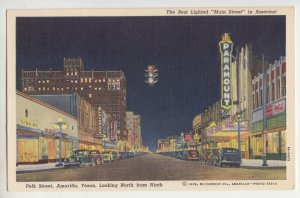 P2589 old postcard many cars signs paramount theater polk st, view amarillo TX