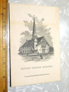 1880s Baptist Church, Reading, MA 10 Cent To Help Build Engraved Trade Card F0