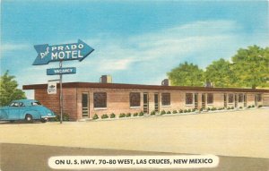 Postcard 1940s New Mexico Las Cruces Del Prado Hotel auto Seabury NM24-3403