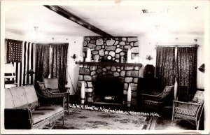 RPPC U.S.W.V Shelter, Higgins Lake, Roscommon MI Interior Vintage Postcard V69