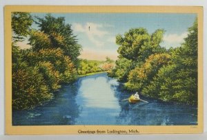 Ludington Michigan Greetings Scenic View 1946 Postcard T13