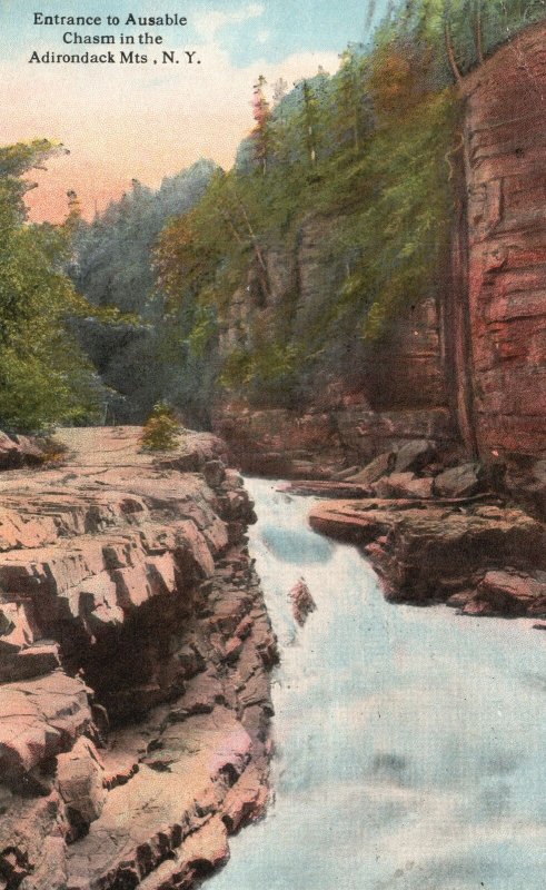 Vintage Postcard 1914 Entrance to Ausable  Chasm in Adirondack Mts. New York  NY