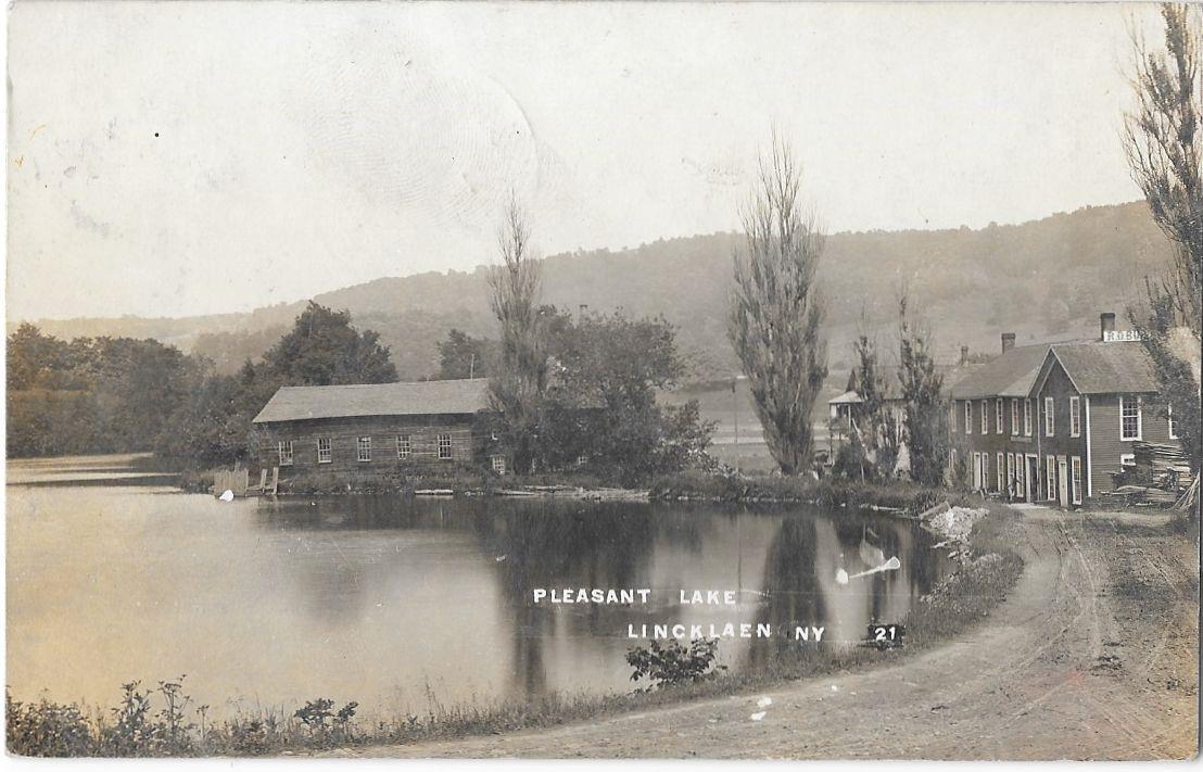 RPPC Pleasant Lake Lincklaen New York Real Photo 1907 NY Postcard