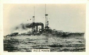 C-1910 Navy Military Battleship USS Wyoming RPPC Photo Postcard 21-12379