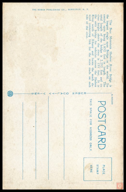 Bird's Eye View of the Bear Mountain Hudson River Bridge, NY