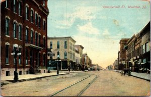 Postcard Commercial Street in Waterloo, Iowa