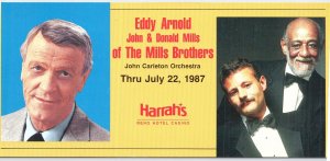 1987 Harrah's Reno Casino Entertainment Oversize Postcard Mills Brothers Arnold