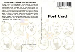 CONTINENTAL SIZE POSTCARD THE CONFEDERATE GENERALS OF THE AMERICAN CIVIL WAR