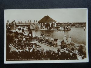 Norfolk GREAT YARMOUTH Boating Lake & Rock Gardens c1930 RP Postcard