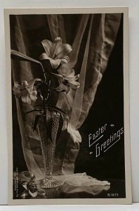 RPPC Easter Greetings Vase of Flowers Real Photograph 1907 Missouri Postcard F13