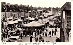 RPPC Postcard Pinner Fair England Crowd Street Scene Old Cars Post Office c1910