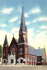 1930s NASHUA NEW HAMPSHIRE ST. ALOYSIUS CHURCH UNPOSTED LINEN POSTCARD P645