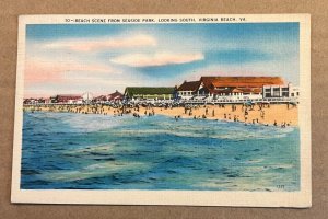 .01 1940 USED LINEN POSTCARD -FR. SEASIDE PARK LOOKING SOUTH, VIRGINIA BEACH, VA